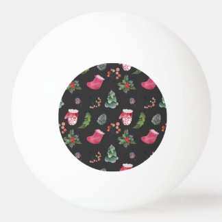 Kerstmis rendieren: Waterverf naadloos patroon Pingpongbal