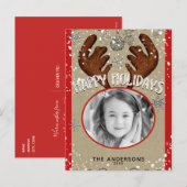 Kerstmis rendieren winter sneeuwvlokken vakantie f feestdagenkaart (Voorkant / Achterkant)