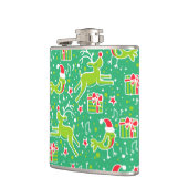 Kerstmis rendieren & zingende vogel greenhip kolf heupfles (Links)