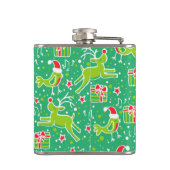 Kerstmis rendieren & zingende vogel greenhip kolf heupfles (Achterkant)