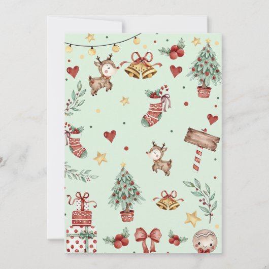 Kerstmis rendieren zoet een 1e verjaardag kaart (Achterkant)