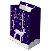 Kerstmis rendiersneeuwnachtster medium cadeauzakje (Achterkant Gekanteld)