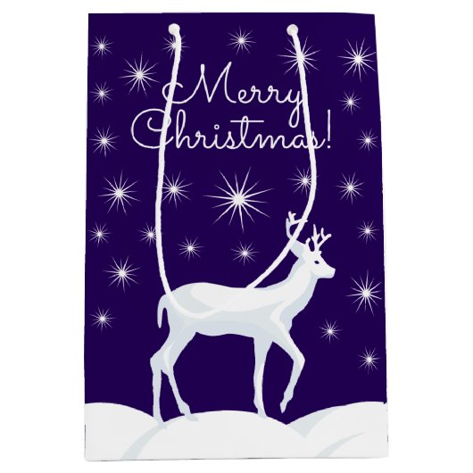 Kerstmis rendiersneeuwnachtster medium cadeauzakje (Voorkant)