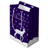 Kerstmis rendiersneeuwnachtster medium cadeauzakje (Voorkant Gekanteld)