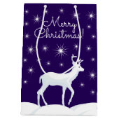 Kerstmis rendiersneeuwnachtster medium cadeauzakje (Achterkant)