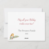 Kerstmis: rendiertje met feestelijke groenen feestdagenkaart (Achterkant)