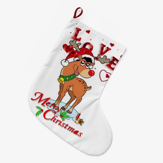 Kerstmis, rendiervis grote kerstsok (Voorkant (Hangend))