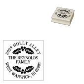 Kerstmis Retouradres met Hulstblaadjes en -bessen Rubberstempel (Gestempeld)