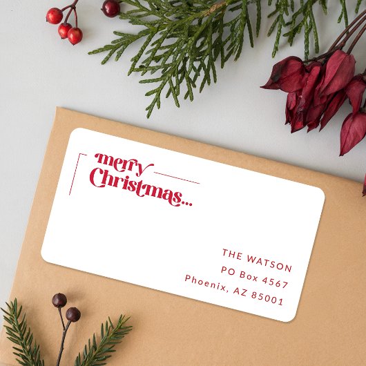 Kerstmis Retouradres Script Santa Rood Etiket