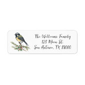 Kerstmis retouradres vogel etiket (Voorkant)