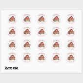 Kerstmis Retouradreslabels Boerderij Ronde Sticker (Vel)