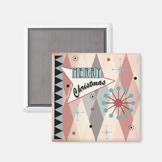 Kerstmis Retro 01 Magneet (Voorkant / Achterkant)