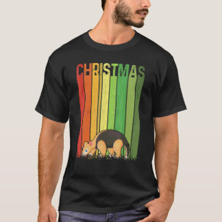 Kerstmis Retro Aardvark Schattige Groep Matching X T-shirt