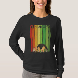Kerstmis Retro Aardvark Schattige Groep Matching X T-shirt