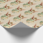 Kerstmis  Retro Angel Girl Pink Wings Cadeaupapier (Hoek)