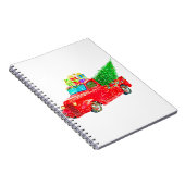 Kerstmis Retro Auto Vakantie Notitieboek (Rechterzijde)