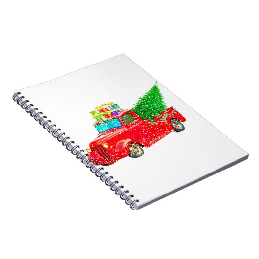 Kerstmis Retro Auto Vakantie Notitieboek (Rechterzijde)