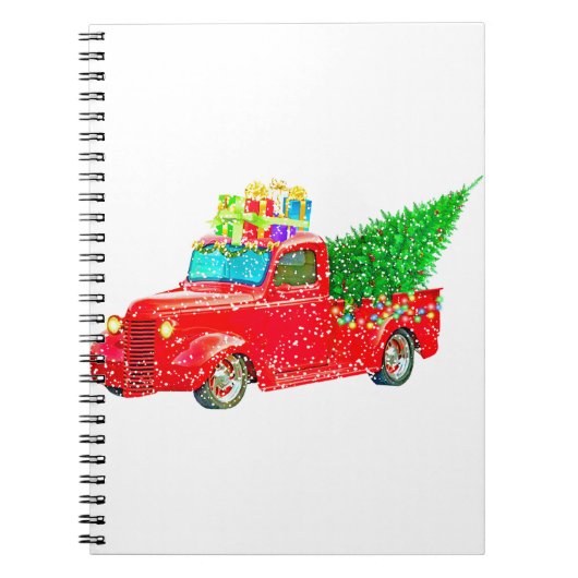 Kerstmis Retro Auto Vakantie Notitieboek (Voorkant)