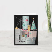 Kerstmis Retro Boom Feestdagen Kaart (Voorkant)