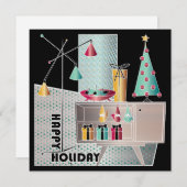 Kerstmis Retro Boom Feestdagenkaart (Voorkant / Achterkant)