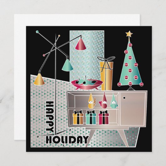 Kerstmis Retro Boom Feestdagenkaart (Voorkant / Achterkant)