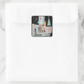 Kerstmis Retro Boom Vierkante Sticker (Tas)