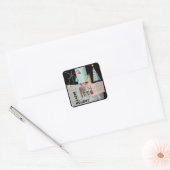 Kerstmis Retro Boom Vierkante Sticker (Envelop)