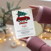 Kerstmis Retro Groovy rode auto verjaardagsfeestje Kaart