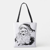 Kerstmis, Retro Jolly Santa Claus, zwart Tote Bag (Achterkant)