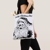 Kerstmis, Retro Jolly Santa Claus, zwart Tote Bag (Dichtbij)