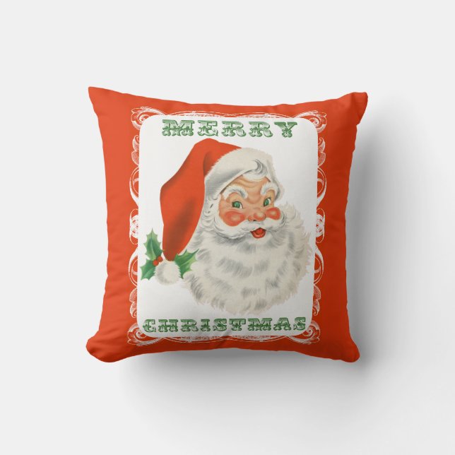 Kerstmis Retro Kerstman Worpkussen Kussen (Voorkant)