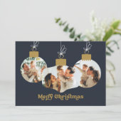 Kerstmis Retro Lettertype Foto Ornamente Feestdagenkaart (Staand voorkant)