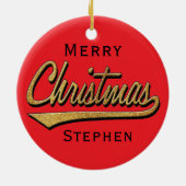 Kerstmis, "Retro Merry Kerstmis" of rond Ornament (Achterkant)