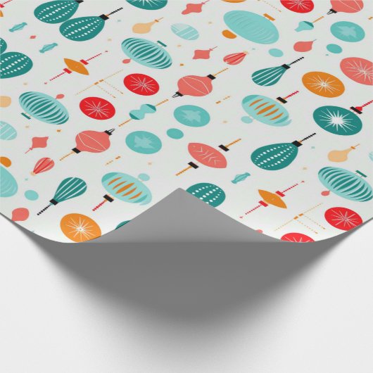 Kerstmis Retro Mid Century Moderne MOD Cadeaupapier (Hoek)