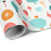 Kerstmis Retro Mid Century Moderne MOD Cadeaupapier (Rol Hoek)