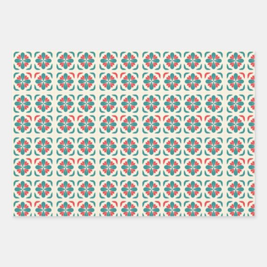 Kerstmis Retro Mid Century Moderne MOD Inpakpapier Vel (Voorkant 3)