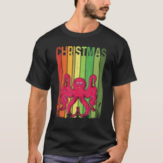 Kerstmis Retro Octopus Lieve Groep Matching Xmas H T-shirt