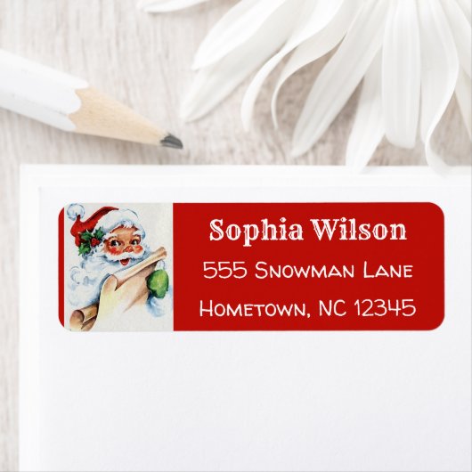 Kerstmis Retro Santa Claus Red Etiket (Insitu)