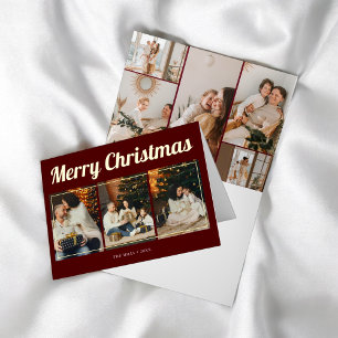 Kerstmis Retro Schrift Foto Rood Folie Wenskaart