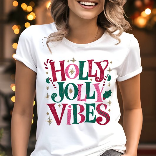 Kerstmis Retro Sfeer Merry Jolly Vibe Tri-Blend Shirt