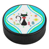 Kerstmis Retro Siamese Kat   Hockey Puck (3/4)