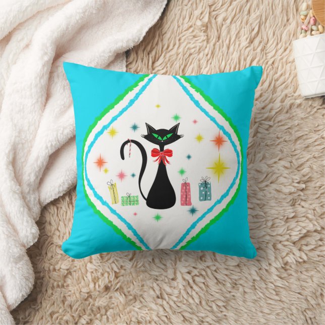 Kerstmis Retro Siamese Kat Kussen (Deken)