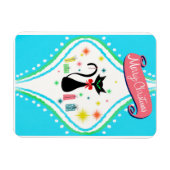 Kerstmis Retro Siamese Kat Magneet (Horizontaal)