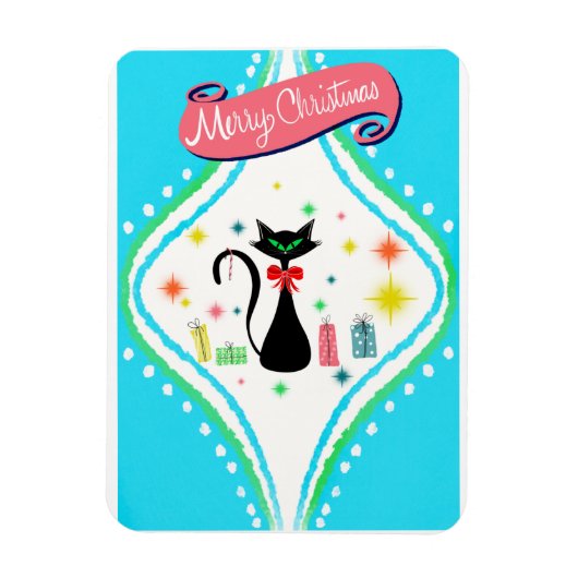 Kerstmis Retro Siamese Kat Magneet (Verticaal)
