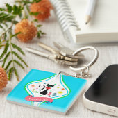 Kerstmis Retro Siamese Kat Namen Sleutelhanger (Voorkant Rechts)