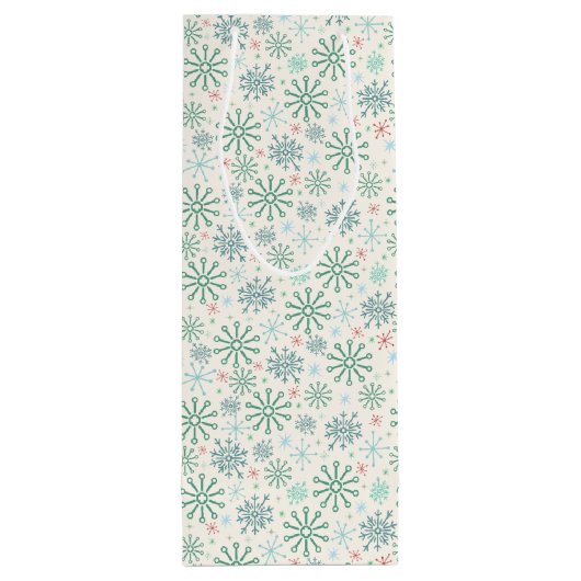 Kerstmis Retro Sneeuwvlokken Patroon Cream of Cust Wijn Cadeautas (Achterkant)