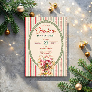 Kerstmis retro strepen grandmilenial dinerfeest kaart
