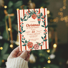 Kerstmis retro strepen grandmilenial dinerfeest kaart