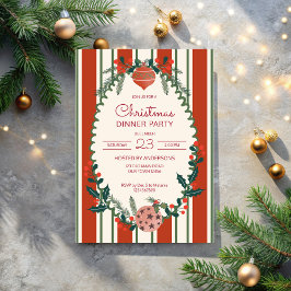 Kerstmis retro strepen grandmilenial dinerfeest kaart