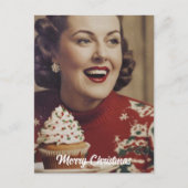 Kerstmis Retro Vrouw Briefkaart (Voorkant)